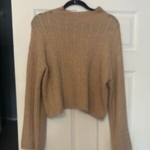 Jessica Simpson Camel Cable Knit Cropped Sweater